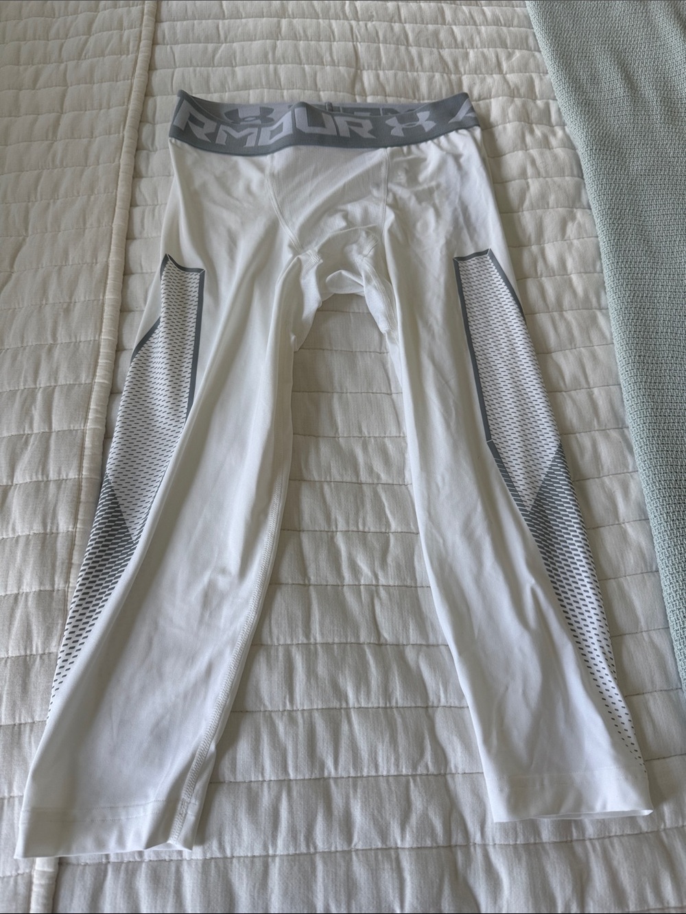 Under Armour White and Gray Performance Compression Tights